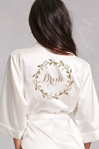 Bride Robe, Satin Bride Robe, Ivory Bride Robe Gold Glitter Bride Robes, Robes Bridesmaids, Bridal Robes Personalized, 20th Bday, Satin Bridal Robe, Pretty Robes, Bridesmaid Robe Personalized, Satin Bridesmaids Robes, Silhouette Wedding