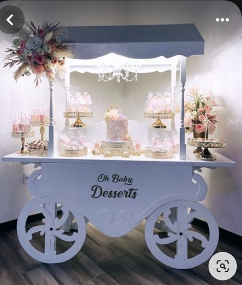 Candy Table Backdrop Ideas, Candy Cart Decoration Ideas, Wedding Dessert Cart, Dessert Cart Wedding, Sweet Cart Wedding, Treat Cart Ideas, Baby Shower Cart, Sweet Cart Ideas, Candy Cart Decoration