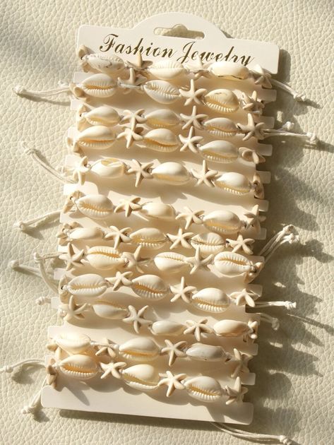 12pcs Starfish & Shell Decor Bracelet | SHEIN USA Collar Conchas, Crystal Jewelry Ideas, Seashell Jewelry Diy, Seashell Bracelet, Preppy Jewelry, Mermaid Bracelet, Shell Decor, Seashell Jewelry, Diy Bracelet Designs