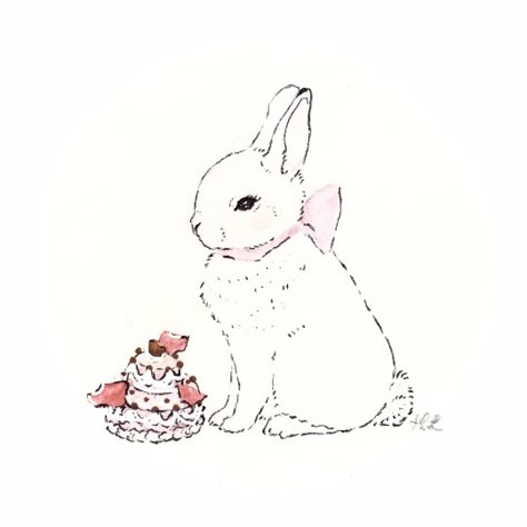 Bunny Sketches, Bunny Drawing, Raspberry Cake, Language Of Flowers, Vintage Americana, Iphone Icon, Phone Themes, Wallpaper Iphone Cute, Cute Illustration