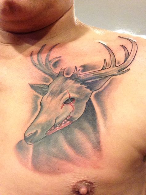 My Zombie Deer Tattoo Elk Tattoo, Tattoos For Dad Memorial, Stag Tattoo, Red Stag, Remembrance Tattoos, Dad In Heaven, Deer Tattoo, Dad Tattoos, Memorial Tattoo