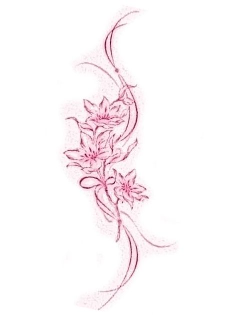 Rose Lily Tattoo, Tattoo Ideas Medium Size, Flower Hip Tattoos, Water Lily Tattoos, Stomach Tattoos Women, Lily Flower Tattoos, Waist Tattoos, Pink Tattoo, Small Pretty Tattoos