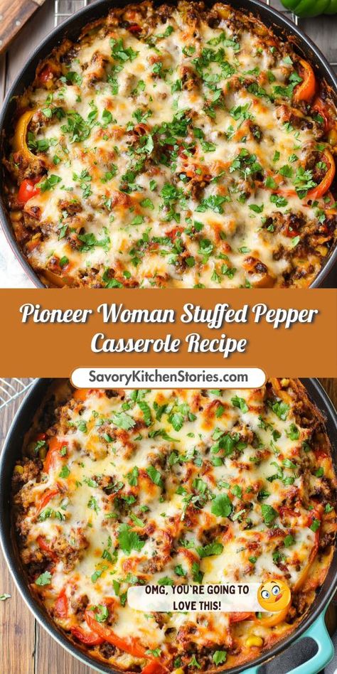 Looking for a hearty dinner that the whole family will love? The Pioneer Woman Stuffed Pepper Casserole Recipe combines savory ground beef with flavorful peppers for a comforting dish. Save this recipe for your next meal prep and enjoy a delicious twist on traditional stuffed peppers! Hamburger Peppers Recipes, Green Pepper Casserole, Stuffed Peppers Beef, Stuffed Pepper Casserole, Ground Beef Casserole Recipes, Ground Beef Casserole, Lean Beef, Steak Seasoning, Beef Casserole Recipes