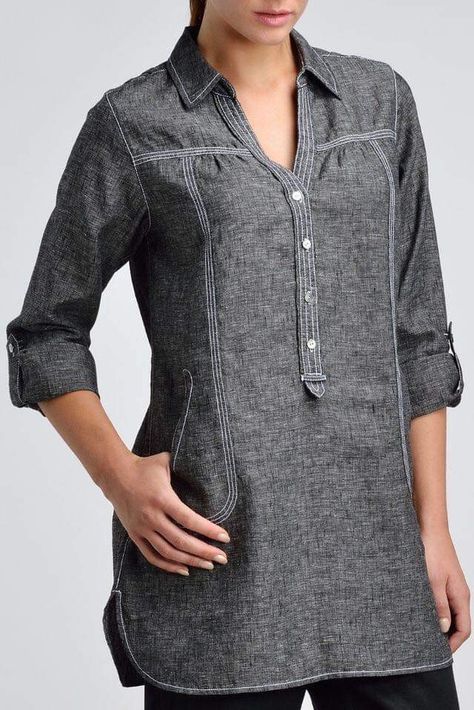 Tunics For Women Classy, Collar Kurti Design, Tunics For Women, Long Shirt Women, Linen Shirts Women, Tunic Designs, Stylish Fall Outfits, Kurti Neck Designs, Kurta Designs Women