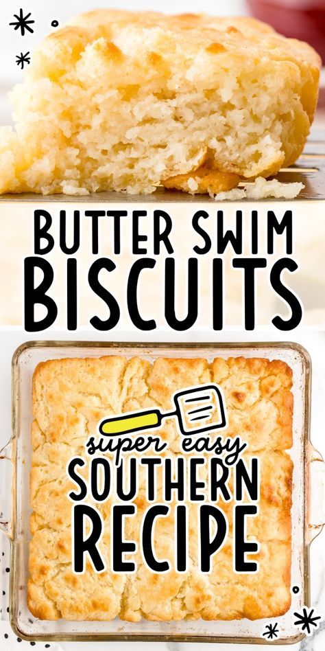 Butter swim biscuits are soft, flaky, and moist with crispy edges. Baked literally swimming in butter, these are melt-in-your-mouth biscuits. #MemorialDayBrunch #HomemadeBiscuits #ButteryGoodness #WeekendBaking #ComfortFoodFavorites #BiscuitRecipes 🥐🧈 Ez Recipes, Butter Swim Biscuits, Butter Biscuits Recipe, Swim Biscuits, Easy Biscuit Recipe, Homemade Buttermilk Biscuits, Biscuit Bread, Biscuits Easy, Buttery Biscuits