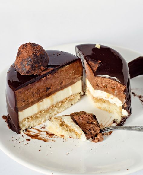 Tiramisu Entremet - layers of coffee, mascarpone and chocolate come together into one amazing! #tiramisu #entremet #pastryworkshop #cake Entremet Layers, Coffee Entremet, Mascarpone Tiramisu, Tiramisu Recipe, British Baking, French Desserts, Fancy Desserts, Classic Desserts, Piece Of Cake