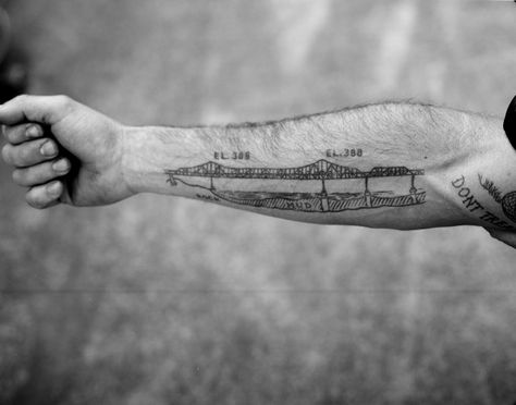 PHOTOGRAPHY of Max Schaff : SCOTT POMMIER Marine Engineer Tattoo, Bridge Tattoo, Tatuagem Masculina Pequena, A Well Traveled Woman, Tattoo Templates, Original Tattoos, Tattoo Lettering Fonts, Cool Tattoos For Guys, Architecture Tattoo