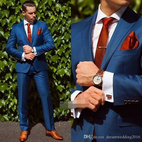 Cognac Shoes and Colbalt Suit with Red Tie Blue Suit Blue Tie Wedding, Blue Suit Men, Navy Blue Suit, Men Suit, Feeling Better, Red Tie, Monday Blues, Wedding Suit, Men’s Suits