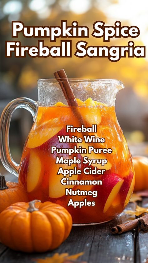 Autumn Alcoholic Drinks, Fireball Sangria, Fireball Drinks Recipes, Fireball Drinks, Drink Recipies, Cider Sangria, Apple Cider Sangria, Pool Drinks, Cinnamon Whiskey