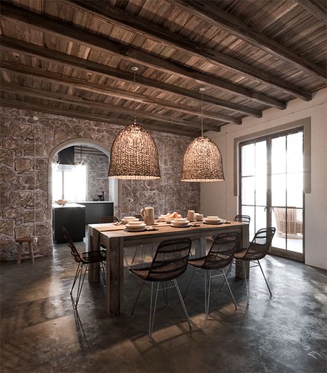 Design and visualisation by Julian Sadokha Contemporary Style Kitchen, Stari Grad, Interior Design Institute, Modern Kitchen Interiors, Renzo Piano, Kitchen Interior Design Modern, Zaha Hadid Architects, Stone Walls, Rustic Contemporary