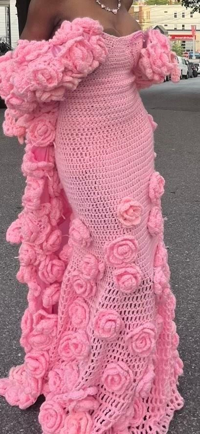 Crocheted Prom Dress, Crotchet Pieces, Crochet Prom Dress, Crochet Prom Dresses, Crochet Sweater Outfit, Crocheted Outfits, Dress For New Year, Crochet Gown, Crochet Dress Outfits