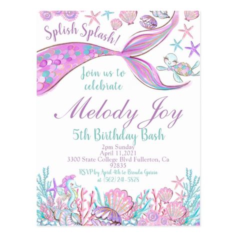 3rd Birthday Party For Girls, Party Invitation Ideas, Royal Baby Shower Invitation, Mermaid Party Invitations, Mermaid Birthday Party Invitations, Mermaid Birthday Party Decorations, Mermaid Theme Birthday Party, Mermaid Invitations, Mermaid Birthday Invitations