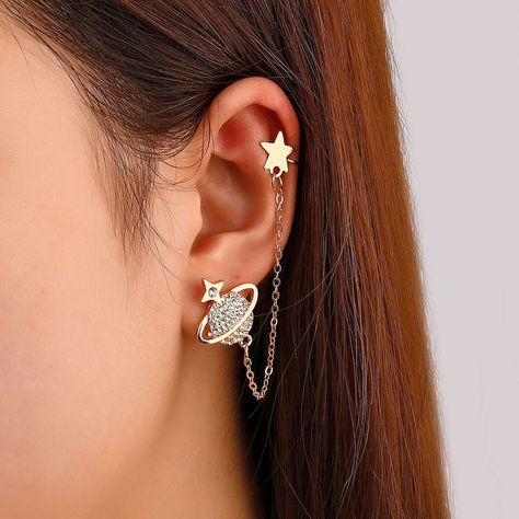 Awesome! Amazing! Our latest arrival. Planet Pierced Stud Earrings Saturn Earrings Saturn Ear Cuff Planet Earrings Planet Ear Wrap Planet Orb Earrings Gift for Her Orb Ear Cuff at $17.49. #PlanetJewelry #PlanetEarWrap #SaturnEarrings #SaturnOrbEarrings #GiftForHer #OrbEarCuff #SaturnEarCuff #PlanetOrbEarrings #PlanetEarrings #PiercedStudEarring Stud Earrings Diy, Saturn Earrings, Ear Cuff Jewelry, Planet Earrings, Long Chain Earrings, Long Tassel Earrings, Cuff Jewelry, Earrings Diy, Accessories Diy Jewelry