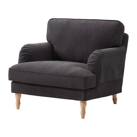 STOCKSUND Armchair - Nolhaga dark grey, light brown - IKEA Ikea Stocksund, Ikea Armchair, Black Armchair, Sofa Beige, Ikea Sofa, Ikea Chair, Arm Chair Covers, Furniture Slipcovers, Fabric Armchairs