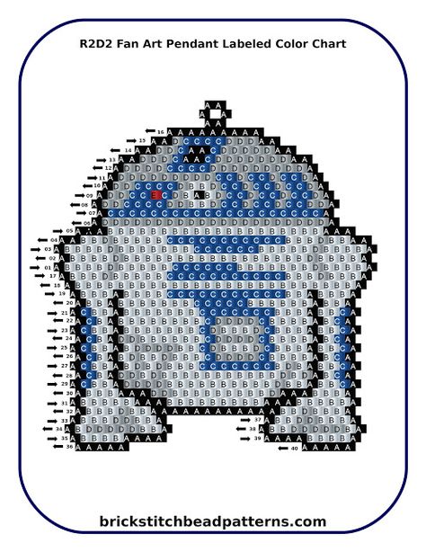 R2D2 Star Wars Fan Art Earring Pendant Free Brick Stitch Bead Pattern Labeled Color Chart Brick Stitch Tutorial, Star Wars R2d2, Native American Beadwork Patterns, Beaded Jewelry Bracelets, Art Earrings, Brick Stitch Pattern, Native American Beadwork, Seed Bead Patterns, Bead Weaving Patterns