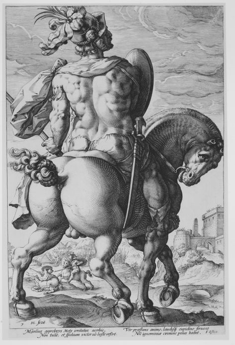 Hendrick Goltzius | Titus Manlius, from the series The Roman Heroes | The Metropolitan Museum of Art Hendrick Goltzius, Carthage, Medieval Art, Ex Libris, Old Master, British Museum, Old Art, A Horse, Art Plastique