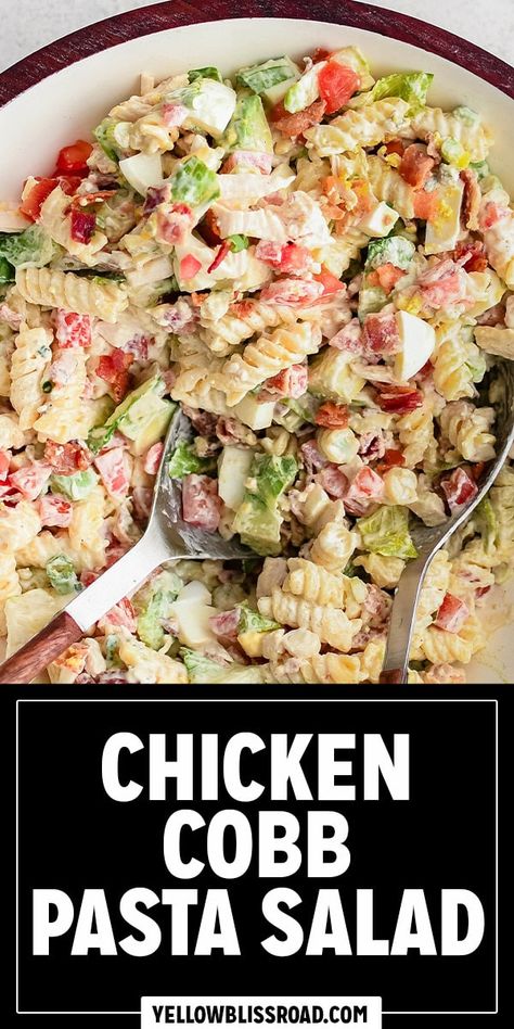 Garden Salad With Chicken, Pasta Salads With Chicken, Chicken Ceaser Pasta Salads, Dinner Salads Recipes Main Courses, Cobb Pasta Salad, Boat Meals, Pasta Salad With Chicken, Office Breakfast, Lunch Stuff