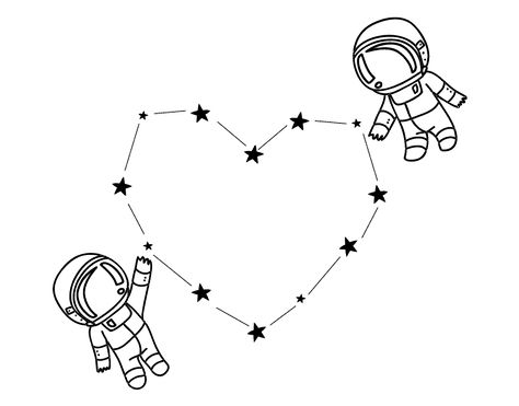 Dibujo de un Amor espacial para pintar, colorear o imprimir. Colorea online con dibujos.net y podrás compartir y crear tu propia galería de dibujos pintados de San Valentín. Mini Astronaut Tattoo, Mi Amor Drawing, Dibujos Aesthetic Amor, Cute Star Drawing, Astronaut Drawing, Space Drawing, Planet Drawing, Arte Doodle, Space Drawings