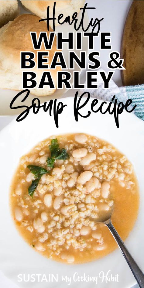 Loaded with barley and beans this simple homestyle soup recipe is filled with protein fiber and flavor. Make a large batch to last for several meals throughout the week. Bean And Barley Soup Recipe, Bean And Barley Soup, Fresh Ingredient Recipes, Barley Soup Recipe, Barley Recipe, Farm Fresh Recipes, Meatless Monday Recipes, Bean Soup Recipes, Barley Soup