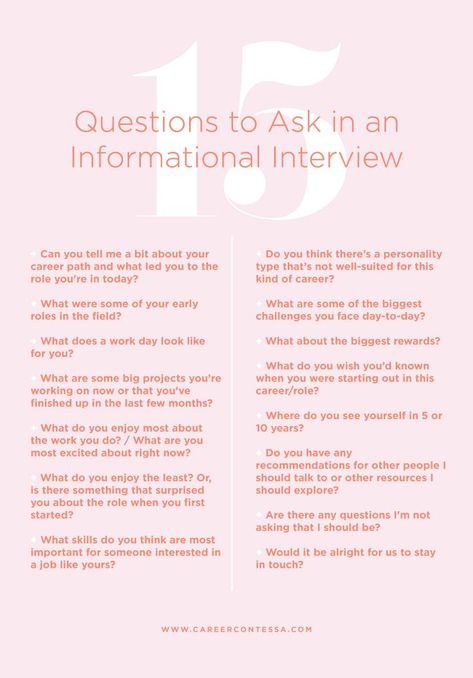 Question To Ask In An Interview, Informational Interview Questions, Informational Interview, Interview Questions To Ask, Interview Help, Career Contessa, Job Interview Preparation, Job Interview Advice, Job Tips