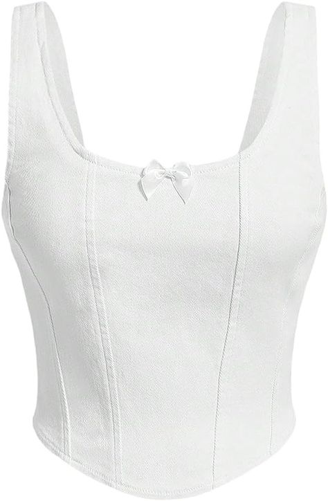 Amazon.com: BEAUDRM Women's Solid Curved Hem Zipper Cami Knot Bow Front Crop Top Casual Square Neck Slim Fit Sleeveless Denim Tank Top White Small : Clothing, Shoes & Jewelry Denim Tank Top, Knot Bow, Denim Tank, Front Crop Top, Crop Top Casual, White Tank Top, Top Casual, Square Neck, Shoes Jewelry