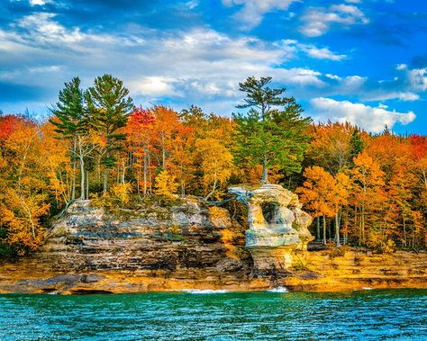 Fall Foliage Pictures, Fall Michigan, Pictured Rocks Michigan, Munising Michigan, Tahquamenon Falls, Pictured Rocks, Pictured Rocks National Lakeshore, Cruise Boat, Largest Waterfall