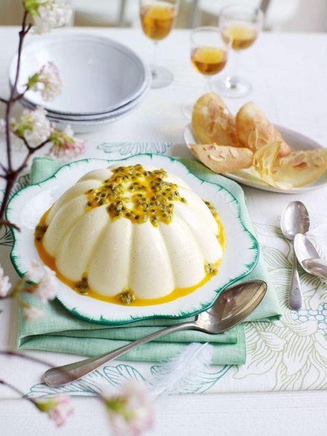 Passion fruit pannacotta Recipes Fruit, Passionfruit Recipes, Panna Cotta Recipe, Make Ahead Desserts, Delicious Magazine, Beautiful Desserts, Fruit Recipes, Passion Fruit, Flan