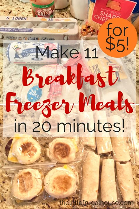 Breakfast Freezer Cooking Breakfast Freezer Meals, Freezer Breakfast Meals, Breakfast Crockpot, Cheap Breakfast, Freezer Dinners, Making Breakfast, Freezable Meals, Freezer Friendly Meals, Freezer Meal Planning