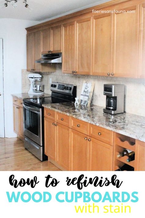 Refinish Wood Cabinets, Stain Kitchen Cabinets, Restaining Kitchen Cabinets, Refinishing Kitchen Cabinets, Kitchen Cabinets Fronts, Redo Kitchen Cabinets, Cherry Wood Cabinets, Stained Kitchen Cabinets, Wood Cupboard