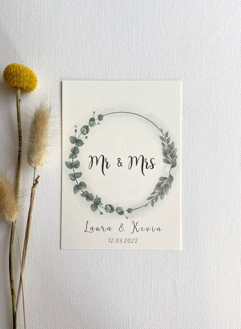 Ich freue mich, den jüngsten Neuzugang in meinem #etsy-Shop vorzustellen: Glückwunschkarte zur Hochzeit, Mr. and Mrs., personalisiert, Aquarellillustration, DIN A6 Mr And Mrs, Diy Cards, Handwriting, Diy Ideas, Wedding Cards, Place Card Holders, Etsy Shop, Pins, Quick Saves