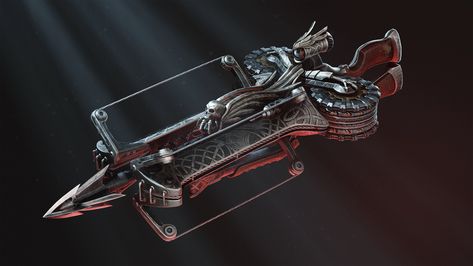 ArtStation - Crossbow [Low Poly + Real-Time Cinematic] Crossbow Fantasy, Magic Crossbow, Fantasy Crossbow, Heavy Crossbow, Blender Modeling, Crossbow Bolts, Blender Models, Fantasy Stuff, Substance Painter