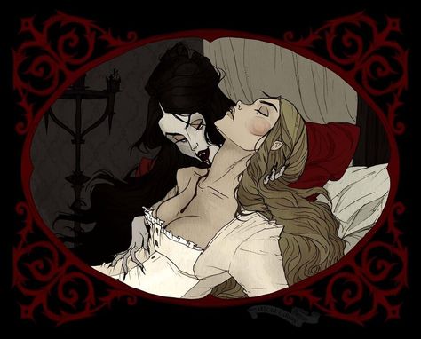 https://abigaillarson.deviantart.com/art/Carmilla-and-Laura-692854721 Vampire Eating, Carmilla Book, Sapphic Vampire, Carmilla And Laura, Abigail Larson, Captive Prince, Arte Peculiar, Lesbian Art, Vampire Art