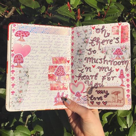 Day 3 of my #12daysofvalentines and it’s time for a journal spread, wouldn’t you agree!? I created this spread to use & celebrate my new “So Mushroom in my Heart for You” sticker sheet full of Valentines Toadstools 🍄 I love how it turned out! 🥰 these stickers are now available in my Etsy shop: KiaMakes.etsy.com . #mushroomsofinstagram #toadstool #valentinesart #valentinesaesthetic #journal #artjournal #journallove #artinspo #cottagecore #collageart #creativejournaling #kiamakes #kiajournals Valentines Journal, So Mushroom In My Heart, Sketchbook Spread, Day Journal, Love Journal, Valentines Art, Divergent, Sticker Sheet, A Journal