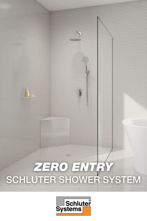 Zero Entry Showers, Schluter Shower System, Zero Entry Shower Master Bath, Zero Entry Shower Ideas, Curbless Showers, Schluter Shower, Open Concept Bathroom, Shower Curb, Heated Tile Floor