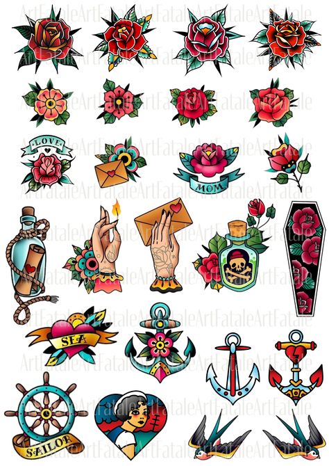 Sailor Jerry Flower Tattoo, Vintage Sailor Tattoo, Old School Sailor Tattoo, Tattoo Clipart, Sailor Jerry Tattoo Flash, Sailor Tattoos, Vintage Tattoos, Sailor Tattoo, Sailor Jerry Tattoos