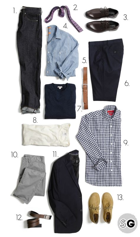 A post-grad wardrobe that won't break the bank. Capsule Wardrobe Men Work Business Casual, Mens Time Capsule Wardrobe, College Guy Capsule Wardrobe, Men’s Travel Capsule Wardrobe, Men’s Capsule Wardrobe Business Casual Men, Mens Capsule Wardrobe Fall 2022, Mens Outfit Ideas, Nail Office, Full Wardrobe