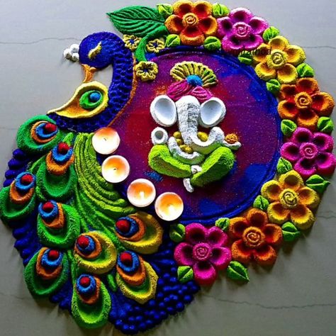 Simple Henna Patterns, Diwali Special Rangoli Design, Ganesh Rangoli, Diwali Design, Easy Rangoli Designs Videos, Very Easy Rangoli Designs, Rangoli Designs Photos, Rangoli Designs Simple Diwali, Paper Crafts Magazine