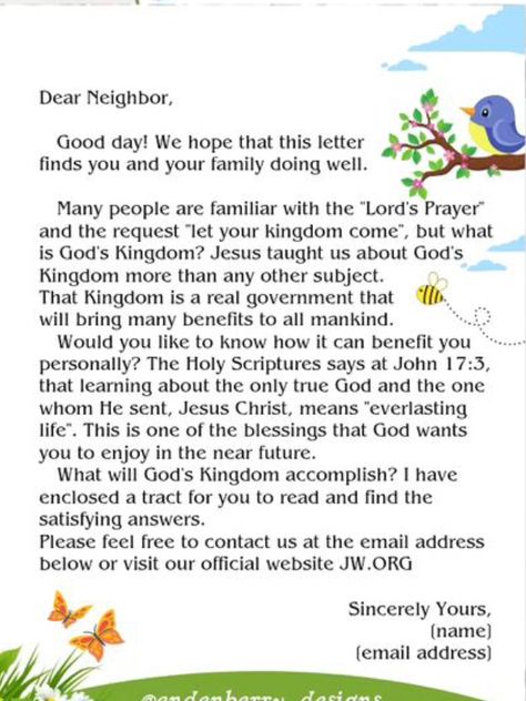 Jw Letter Writing Samples Bible Study, Jw Sayings, Writing Envelopes, Friendship Bible, Jw Letters, Family Worship Night, Letter Writing Examples, Jw Encouragement, Scripture Lettering