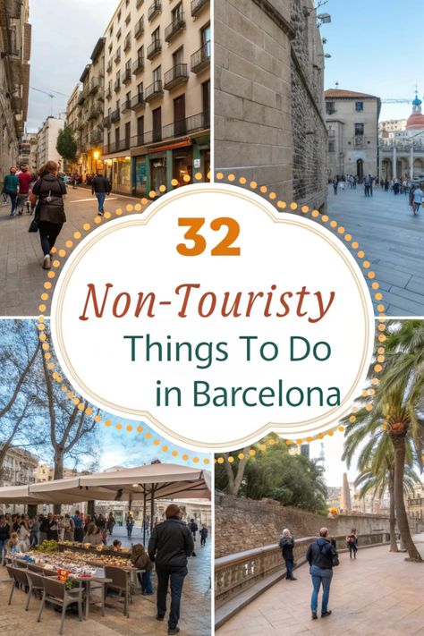 Want to avoid the crowds? 🚶 Discover non-touristy things to do in Barcelona! Visit the peaceful Bunkers del Carmel for city views 🌄, explore the art scene in Poblenou 🎨, and enjoy coffee in Gràcia's cozy cafes ☕. Shop at local markets like Mercat de Sant Antoni 🍉 and attend a traditional Sardana dance 💃. Experience Barcelona like a true local! 🗺️ Barcelona Visit, La Boqueria Market, Barceloneta Beach, Things To Do In Barcelona, To Do In Barcelona, La Boqueria, Park Güell, Gothic Quarter, Barcelona City