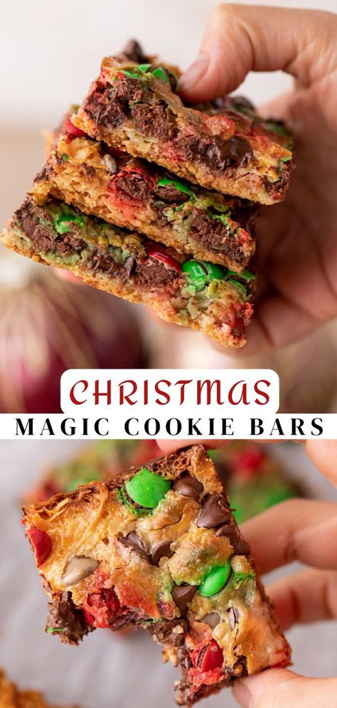 These Christmas magic cookie bars are the perfect way to ring in the Christmas season! Filled with loads of goodies and flavors, this easy holiday dessert will easily become one of your favorite things if it isn’t already. Magic Cookie Bars Recipe, Easy Holiday Dessert, Magic Cookie Bar Recipe, Magic Cookie Bars, Easy Holiday Desserts, Holiday Favorite Recipes, Holiday Cookie Recipes, Cookie Bar Recipes, Bars Recipe