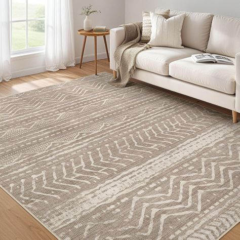 Amazon.com: Area Rug Living Room Rugs: 5x7 Large Soft Machine Washable Boho Moroccan Farmhouse Neutral Stain Resistant Indoor Floor Rug Carpet for Bedroom Under Dining Table Home Office House Decor - Brown : Home & Kitchen Moroccan Farmhouse, Rugs 5x7, Neutral Stain, Area Rugs Living Room, Boston Apartment, Boho Carpet, Office House, Dining Room Blue, Rugs Living Room