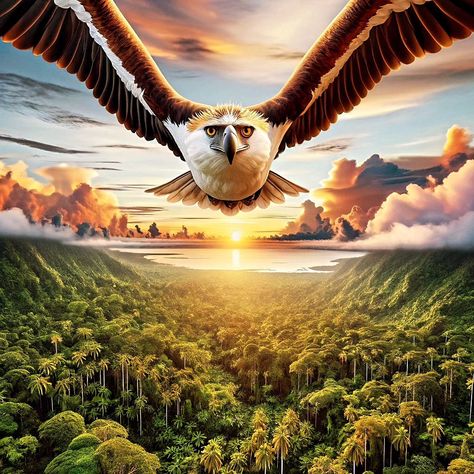 Doesn't this look #like the #majestic Philippine 🇵🇭 #eagle? And it's #screaming, #followme! 😊 #aiart #ai #rainforest #sunset #sunsetlovers Eagle Background, Eagle Poster, Philippine Eagle, Philippine Art, Diy Art Projects, Nature Birds, Poster Making, Diy Art, Philippines