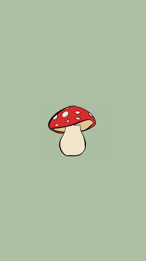 Mushroom Wallpaper, Green, Red