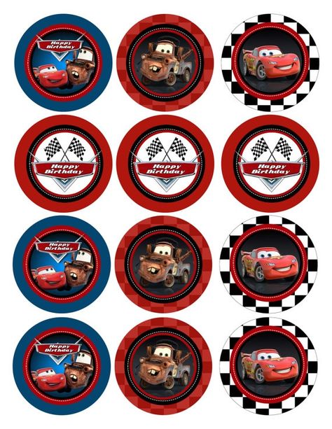 Disney Cars Cupcake Topper Printable Cars Cupcake Topper, Disney Cars Cupcakes, Disney Cars Cake, Cars (disney) Party, Cars Cupcakes, Cupcake Toppers Free, Car Cake Toppers, Cars Birthday Cake, Disney Cars Party