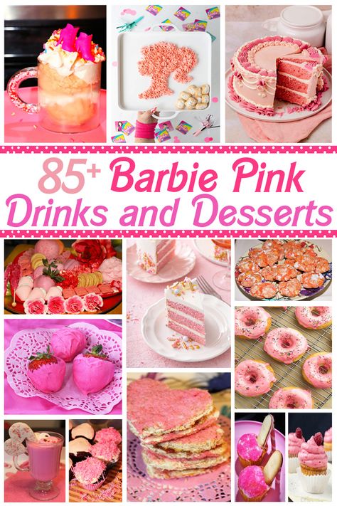 Come on Barbie, let's go party! We are all about pink, girl power, and all things Barbie this summer! We celebrated by making fun Barbie drinks and treats all month long in honor of the new movie. Check out this colorful girl power inspired roundup featuring over 85 Barbie Pink Drinks and Desserts to make and enjoy! Barbie Movie Snack Ideas, Barbie Birthday Brunch, Barbie Snacks For Party, Barbie Birthday Party Snacks, Barbie Birthday Party Foods, Barbie Birthday Party Treats, Pink Food For Party, Pink Birthday Food Ideas, Barbie Inspired Recipes