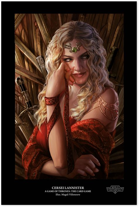 Victory at King's Landing - Fantasy Flight Games Cercei Lannister, Magali Villeneuve, Lannister Art, Game Of Thrones Cersei, Cersei And Jaime, Margaery Tyrell, Asoiaf Art, King's Landing, Jaime Lannister