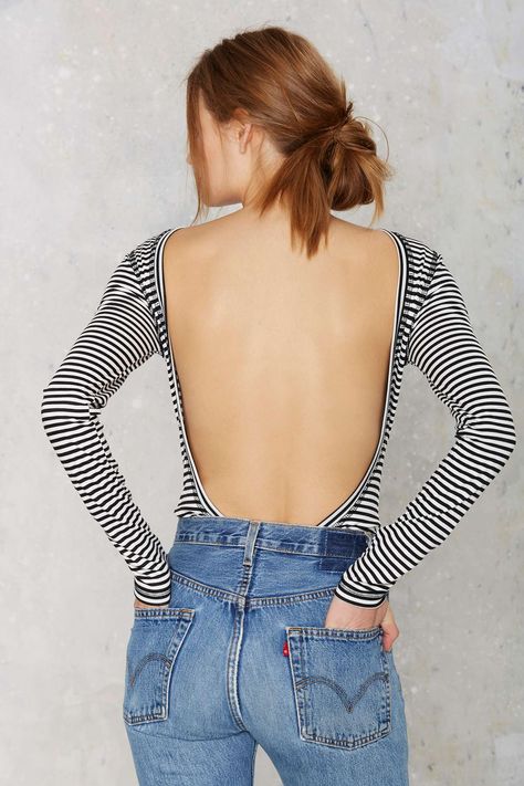 Nasty Gal Scouted Open Back Bodysuit - Stripes | Shop Clothes at Nasty Gal! Body Jeans, Jeans Levis, Striped Bodysuit, Style Crush, Inspiration Mode, Coat Fashion, Passion For Fashion, Jeans Style, Spring Summer Fashion