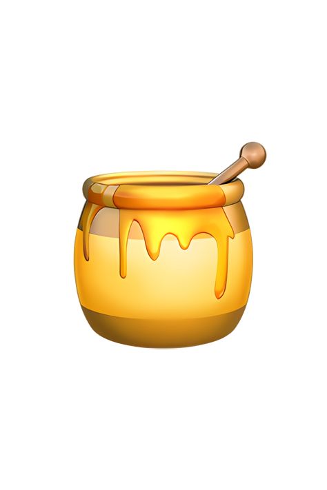 The emoji 🍯 Honey Pot depicts a small, round pot or jar with a handle on the side. The pot is filled with golden-colored honey, which is overflowing from the top of the pot and dripping down the sides. The honey has a thick, viscous texture and appears to be sticky and sweet. The pot itself is usually depicted in shades of brown or orange, with a lid on top and a label or tag attached to the front. Overall, the emoji conveys a sense of warmth, sweetness, and comfort. Honey Pot Drawing, Honeymoon In Vegas, Winnie The Pooh Honey Pot, Emoji Food, Apple Emojis, Honey Logo, Ios Emoji, Winnie The Pooh Honey, Preschool Classroom Decor