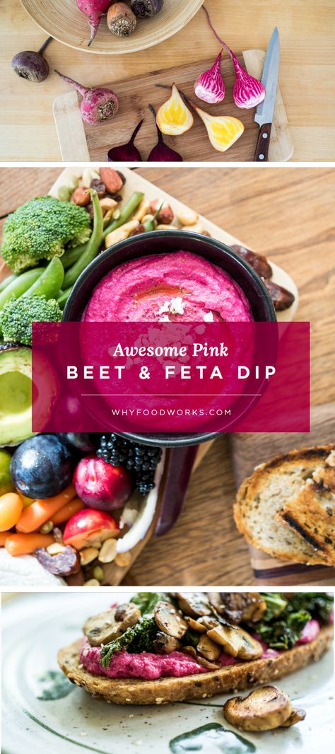 Feta-beet dip This awesomely vibrant pink dip can be used on veggies or crackers, or as a spread on sandwiches or wraps. Beetroot Feta Dip, Beet Feta Dip, Beet Dip Recipe, Pink Dip, Beet Pesto, Beet Dip, Feta Cheese Dip, Beetroot Dip, Spreads