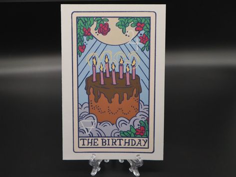 Tarot Birthday Card, Tarot Card Birthday, Birthday Tarot Card, Birthday Tarot, Cool Birthday Cards, Greeting Card Handmade, Card Inspo, Homemade Birthday Cards, Rider Waite Tarot